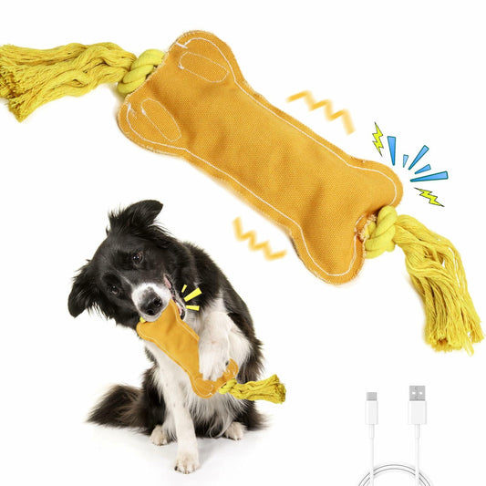 BENTOPAL Interactive Squeaky Dog Bone Toy Motion Activated Small Puppy