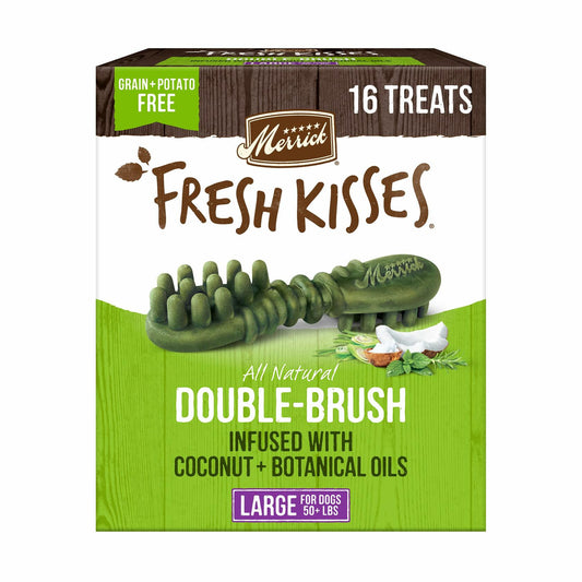 BB06/25 Merrick Fresh Kisses Dental Chews Coconut Botanical Oils 16 ct Large