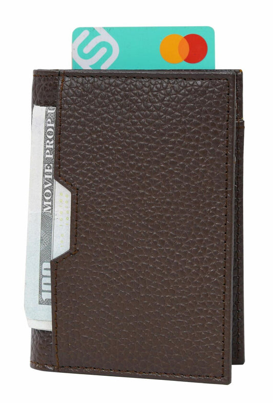 Decrum DISC Real Leather RFID Card Holder Men Brown Slim Minimalist