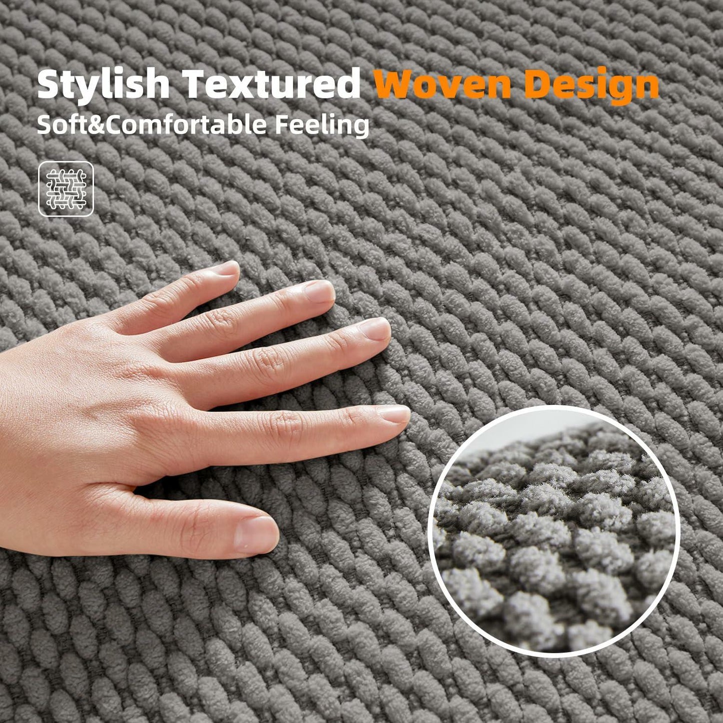 BULULOM Chenille Bathroom Rug Non Slip Absorbent Quick Dry 20x30 Light Grey