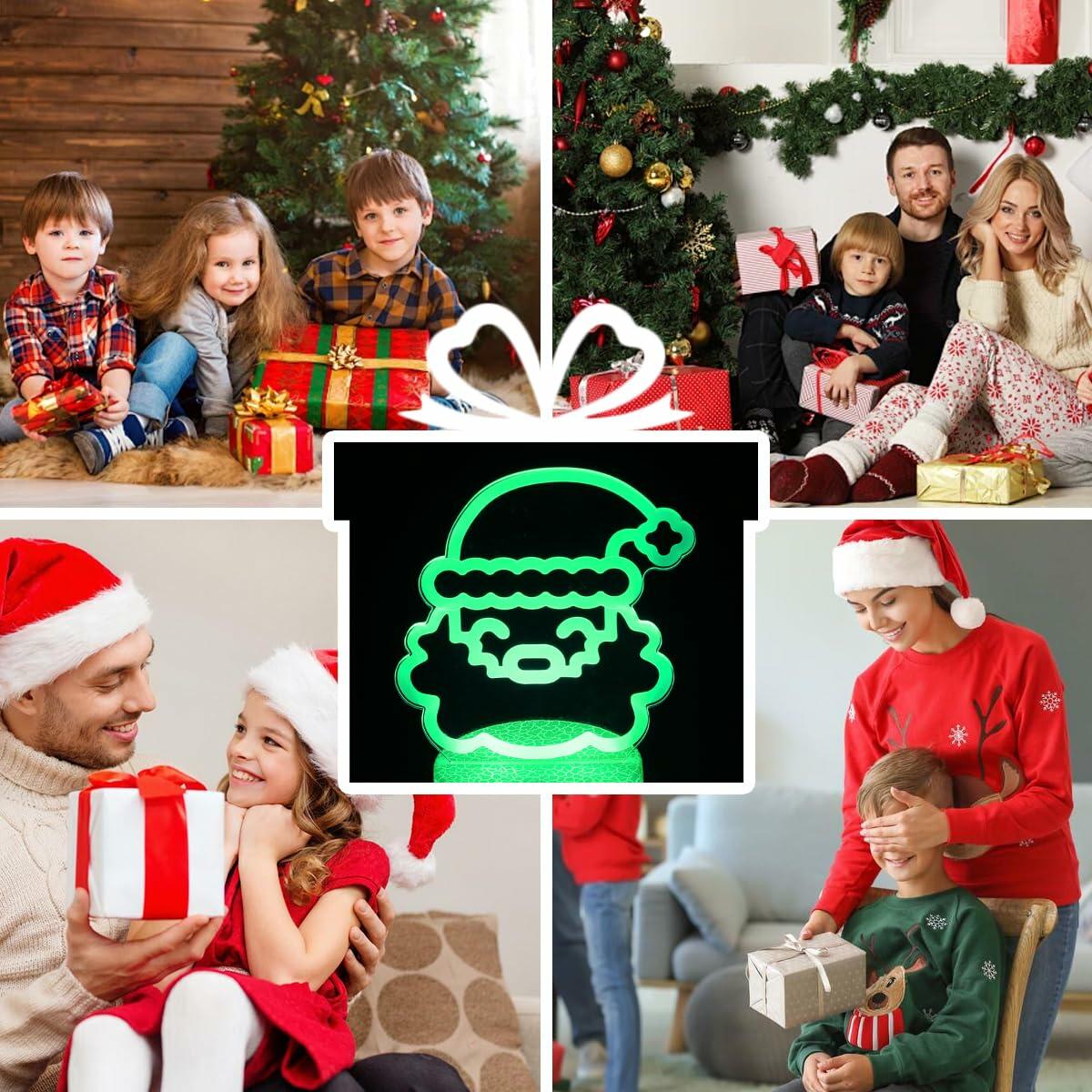 JHXLAMP Christmas Wreath Night Light 16 Color Change Santa Claus Decor