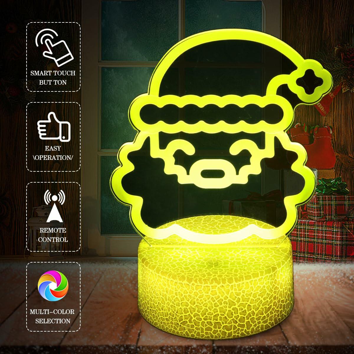 JHXLAMP Christmas Wreath Night Light 16 Color Change Santa Claus Decor