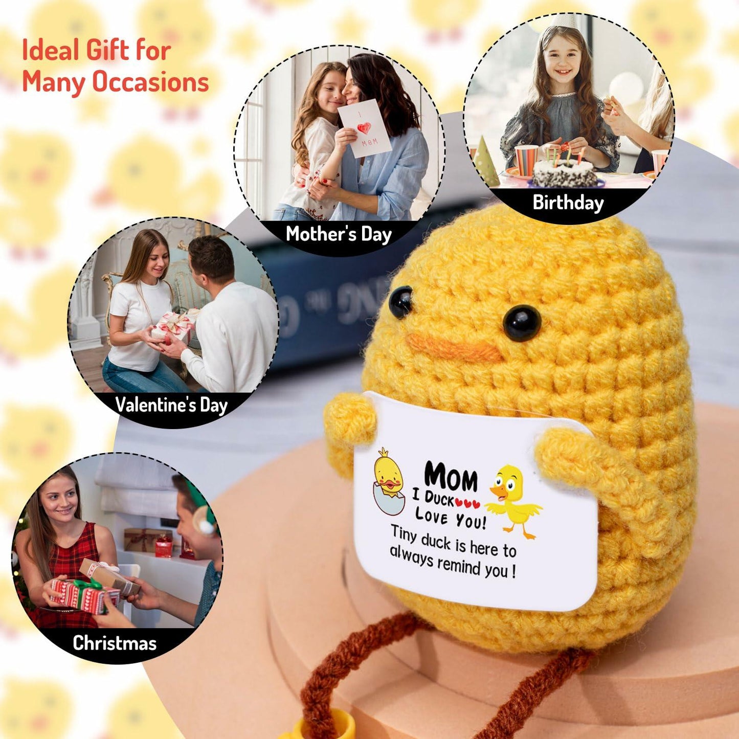Artlunar Positive Duck Emotional Support Crochet Gift for Mom I Love You