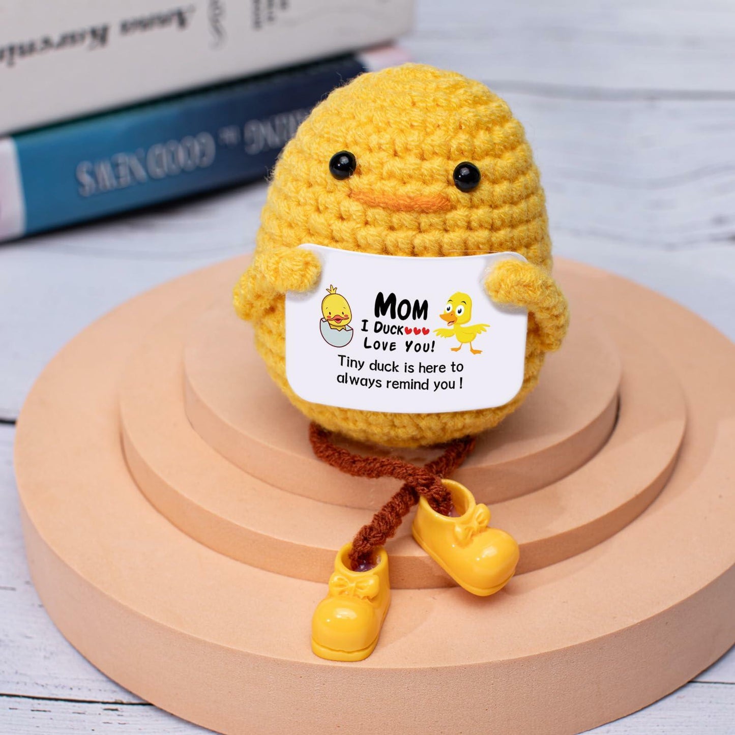 Artlunar Positive Duck Emotional Support Crochet Gift for Mom I Love You