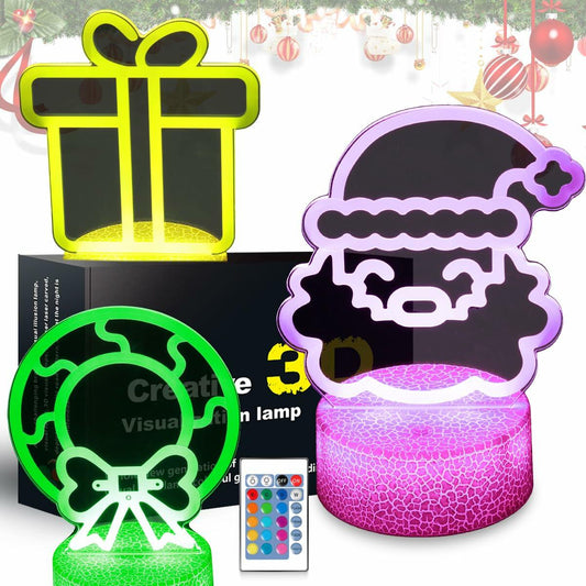 JHXLAMP Christmas Wreath Night Light 16 Color Change Santa Claus Decor
