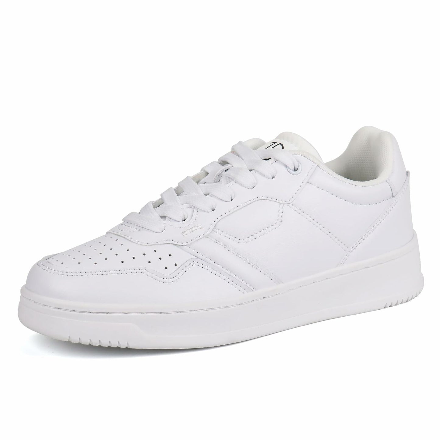 JABASIC Women Genuine Leather Platform Sneakers Lace-Up White/Fuchsia Size 8