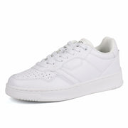 JABASIC Women Genuine Leather Platform Sneakers Lace-Up White/Fuchsia Size 8