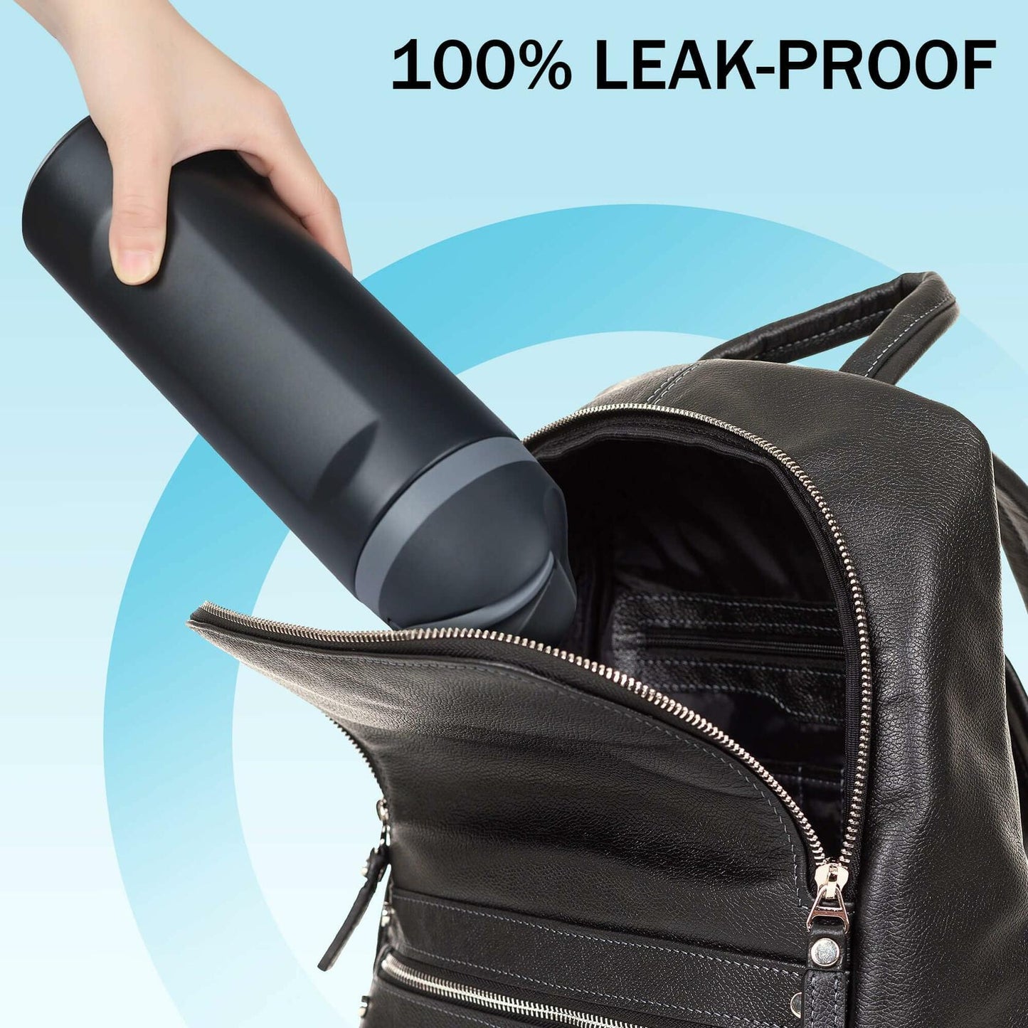 2-Pack Sports Water Bottles 1L Leakproof Portable Black Gym Outdoor Travel