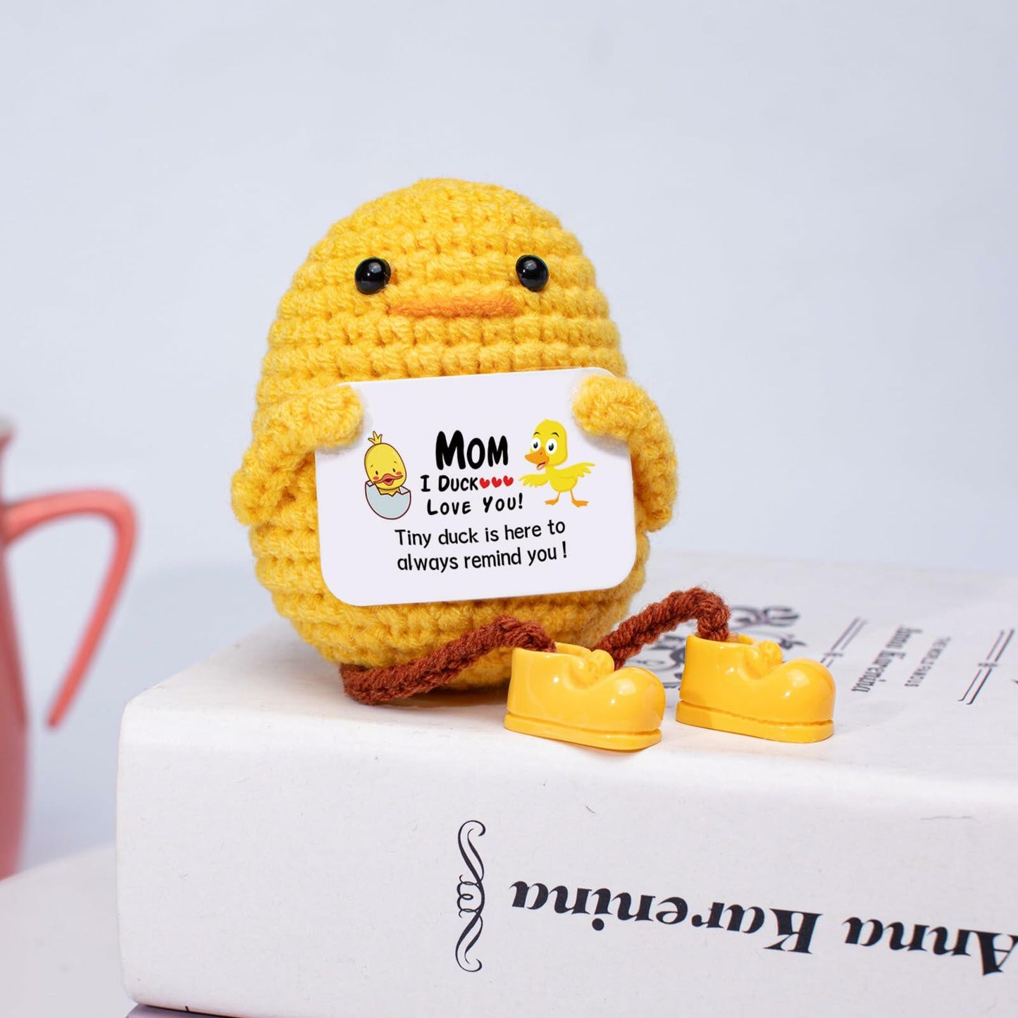 Artlunar Positive Duck Emotional Support Crochet Gift for Mom I Love You