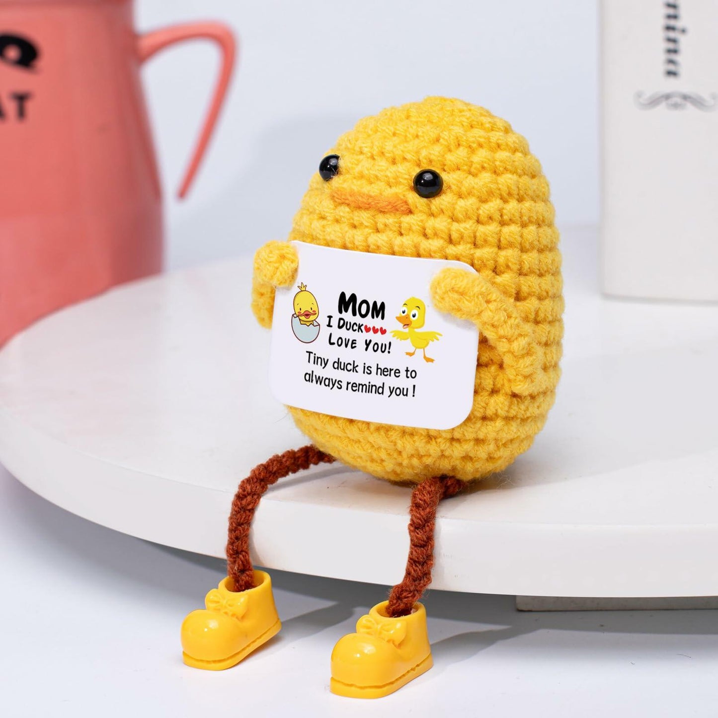 Artlunar Positive Duck Emotional Support Crochet Gift for Mom I Love You