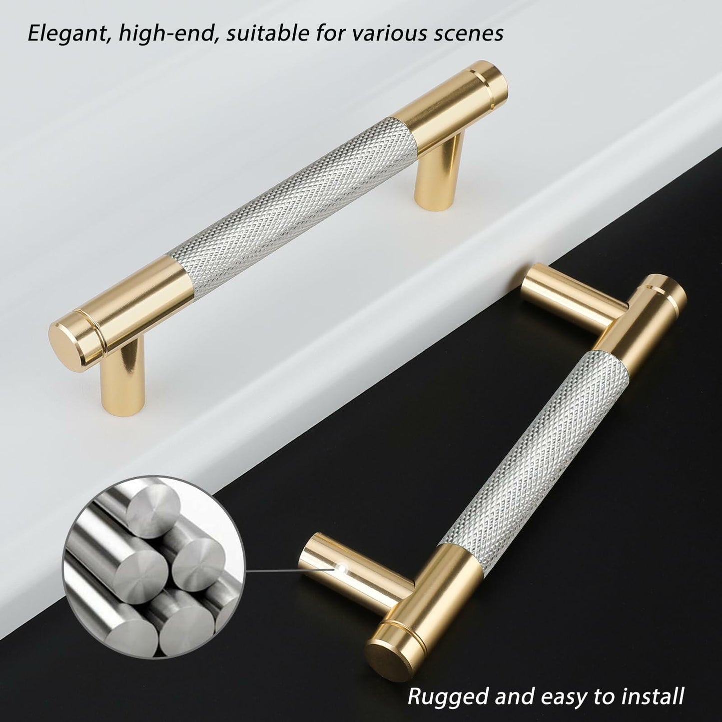 Rergy Knurled Cabinet Handles 25 Pack Champagne Bronze 1-Hole Diamond Pattern