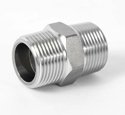 304 Stainless Steel 1" NPT Male Threaded Pipe Nipple Connector 2 Pack