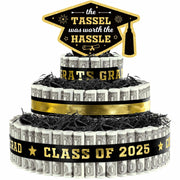 3 Tier Black Gold Graduation Cap Cake Party Decor Gifts Class of 2025