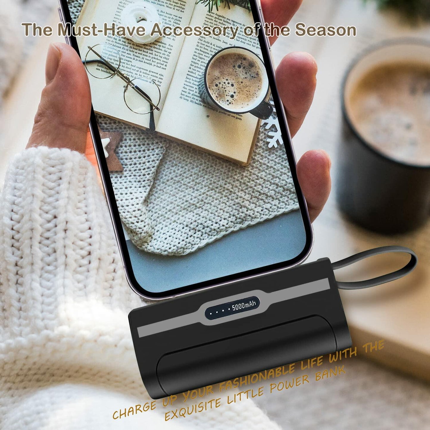 SYSFUN 4800mAh Portable Power Bank USB-C Charger Black