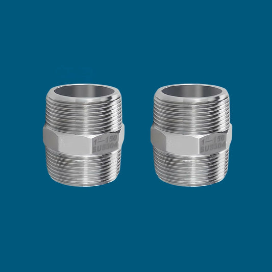 304 Stainless Steel 1" NPT Male Threaded Pipe Nipple Connector 2 Pack