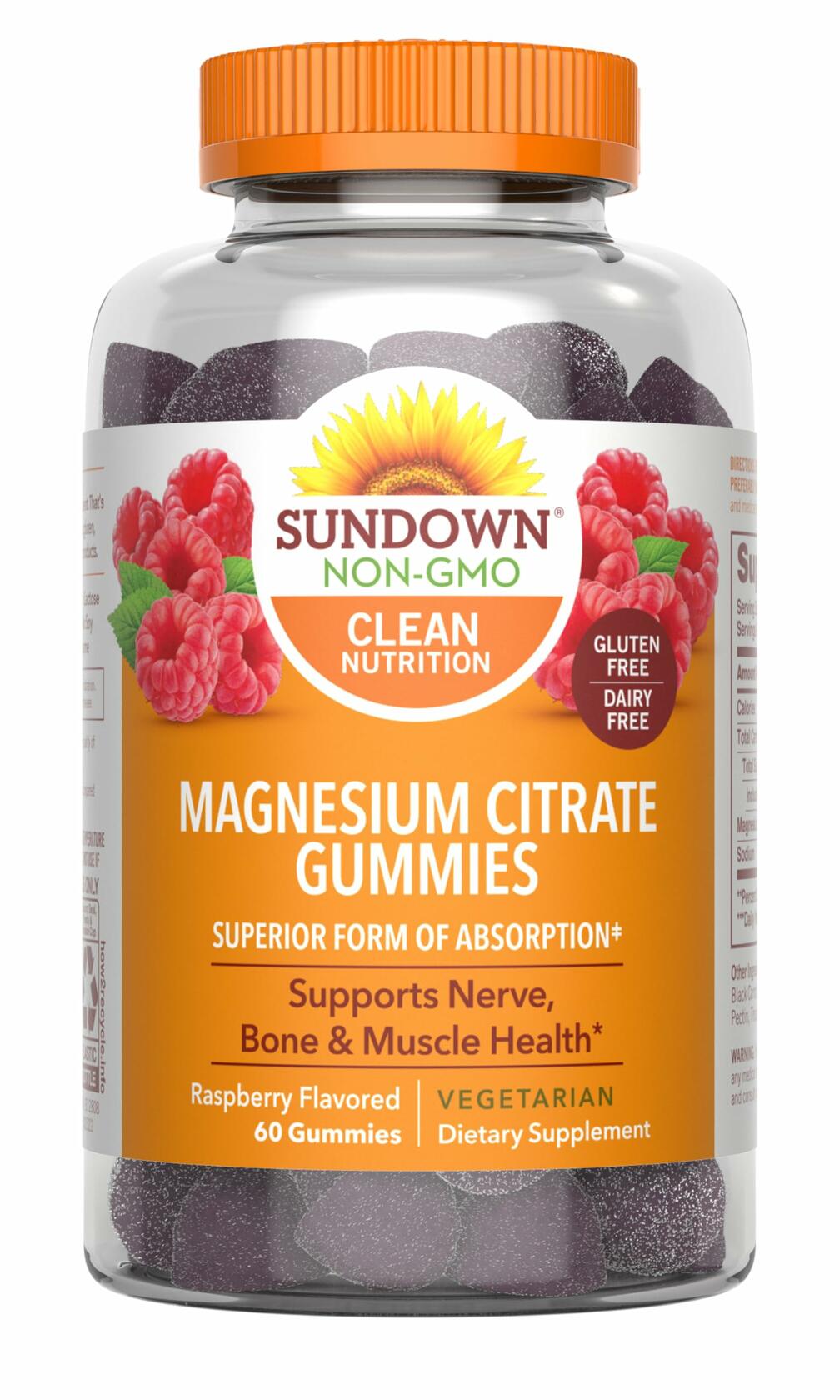 BestBy06/25 Sundown Magnesium Citrate Gummies Raspberry Flavor 60 Count