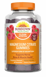BestBy06/25 Sundown Magnesium Citrate Gummies Raspberry Flavor 60 Count