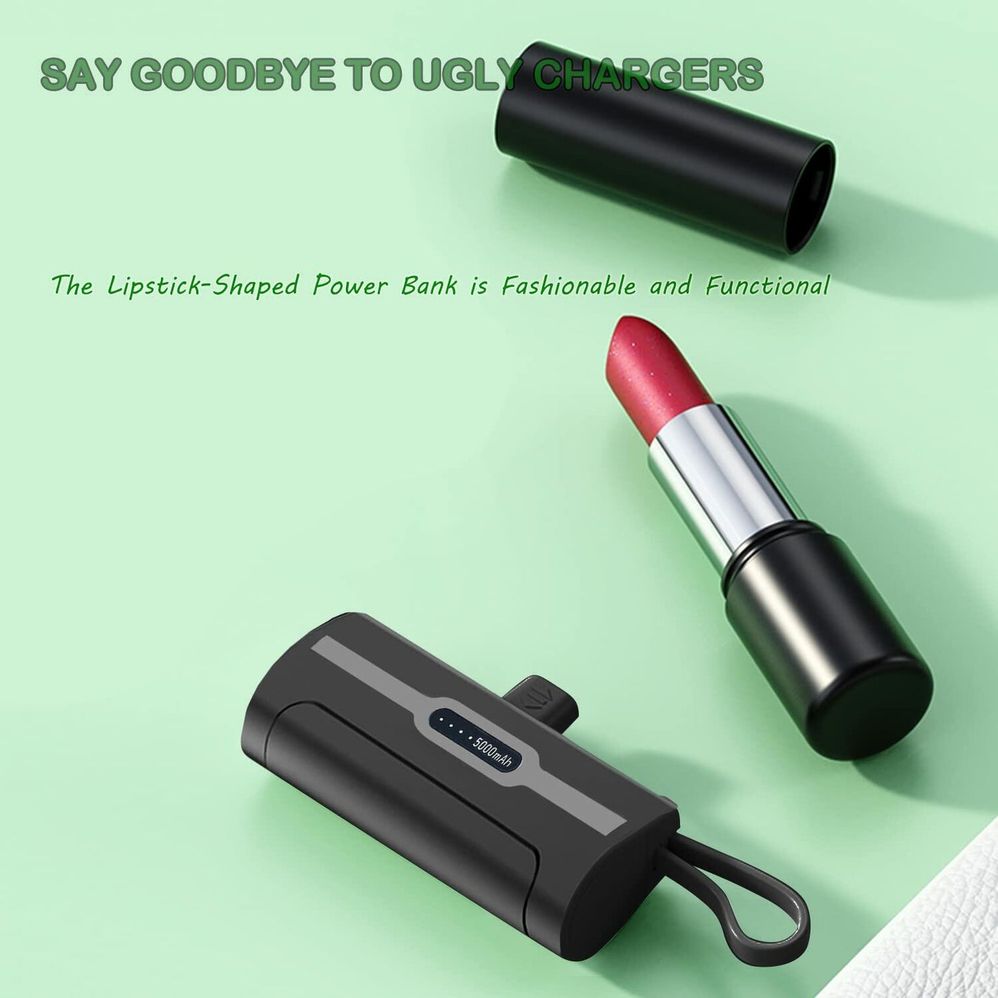 SYSFUN 4800mAh Portable Power Bank USB-C Charger Black