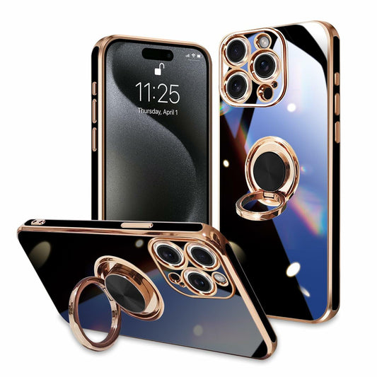 ZHONGHUAJIA iPhone 15 Pro Max Case 360° Rotatable Ring Holder Pink