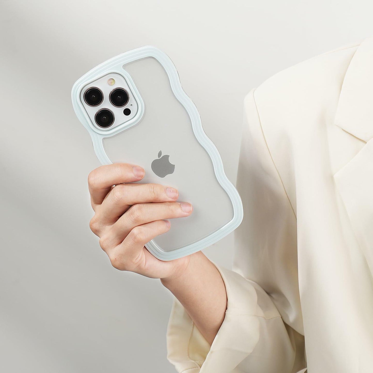 Weycolor iPhone 13 Pro Max TPU Shockproof Case Blue Kawaii Curly Wave