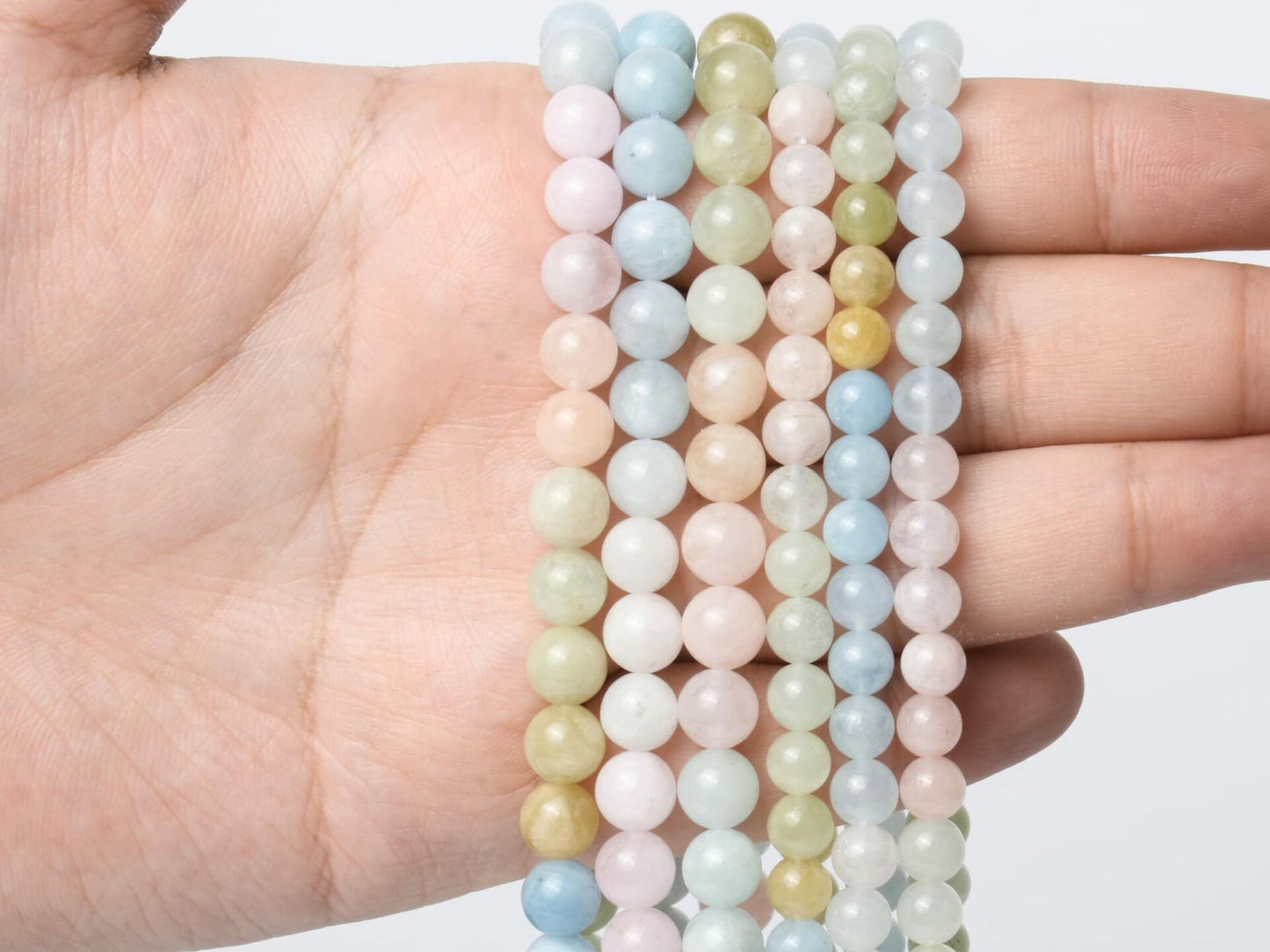 Song Xi Natural Aquamarine 6mm Round Gemstone Beads 60Pcs