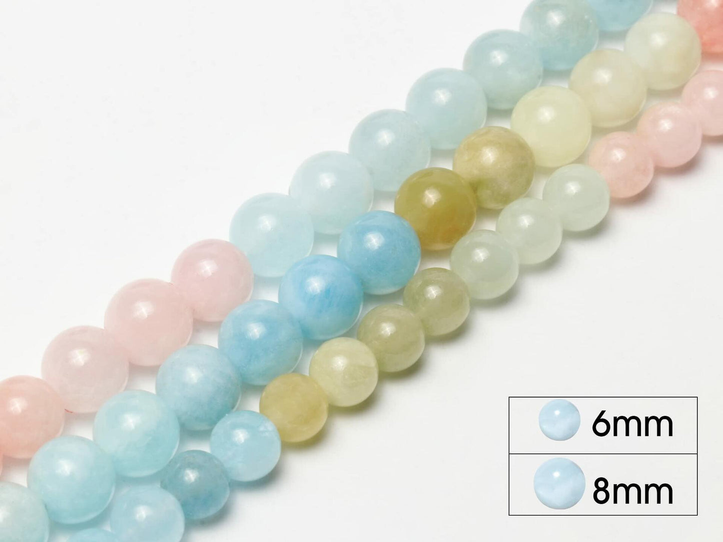Song Xi Natural Aquamarine 6mm Round Gemstone Beads 60Pcs