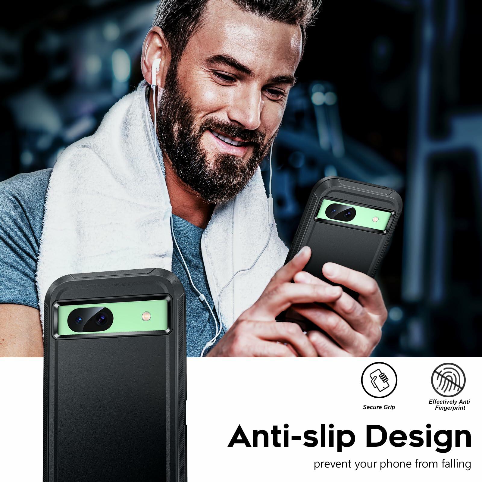 Google Pixel 8a Case Heavy Duty Military Shockproof Red + 2 Screen Protectors