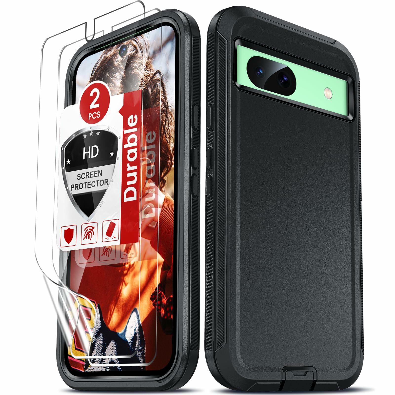 Google Pixel 8a Case Heavy Duty Military Shockproof Red + 2 Screen Protectors