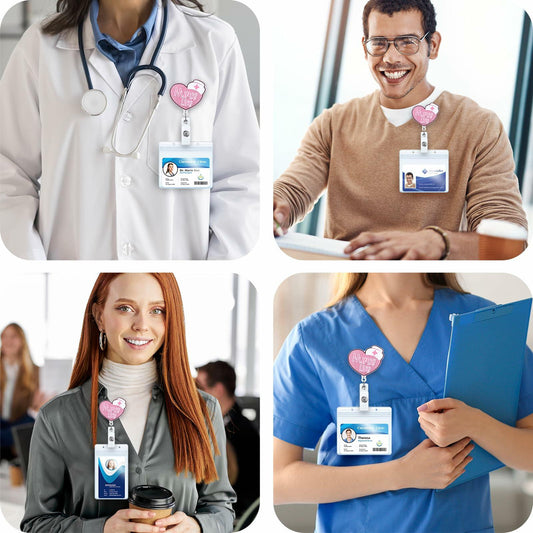 Nurse Badge Reel Retractable Clip Pink CNA RN LPN Medical Worker Accessories