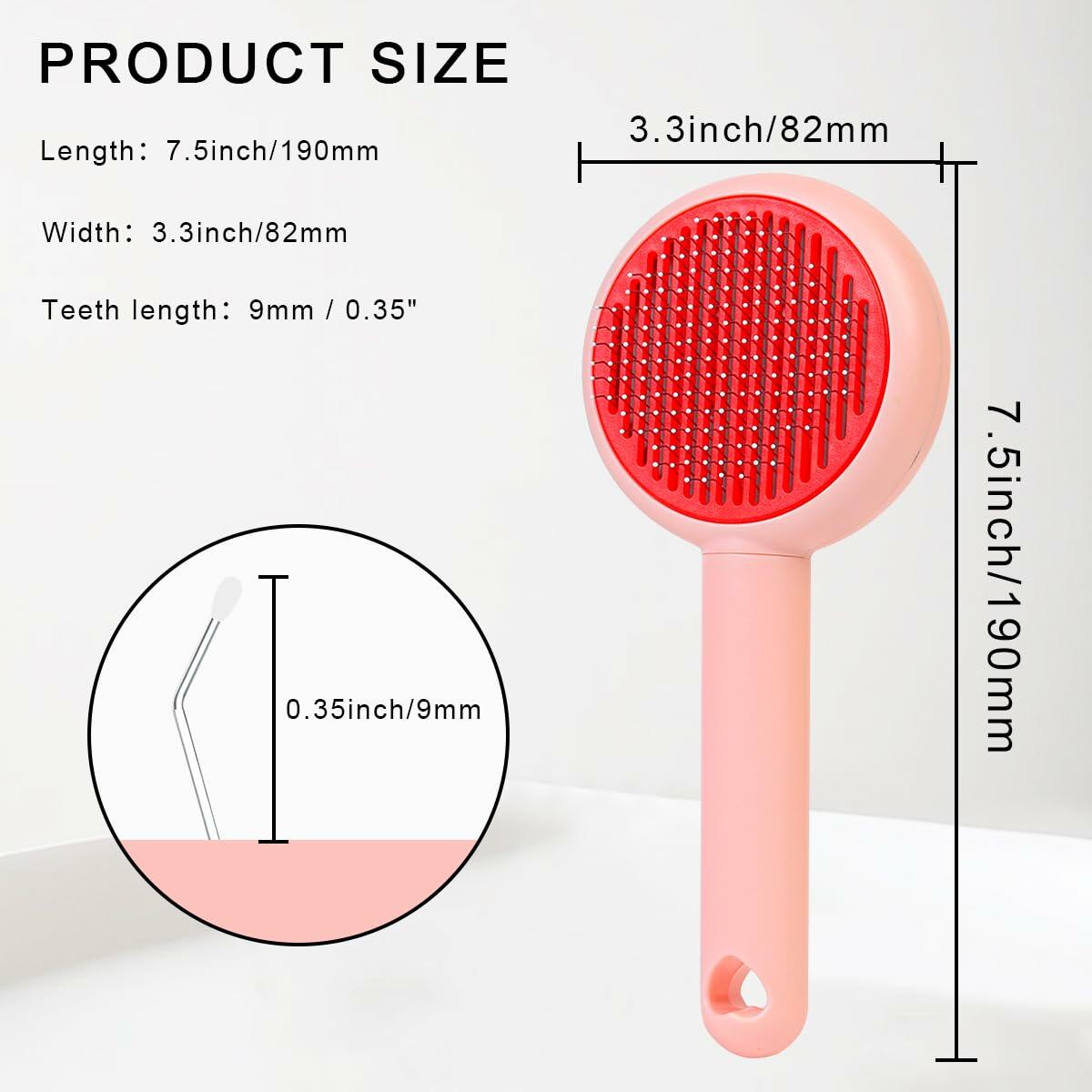 Self-Cleaning Pet Grooming Brush for Dogs & Cats Pink Ergonomic Massage