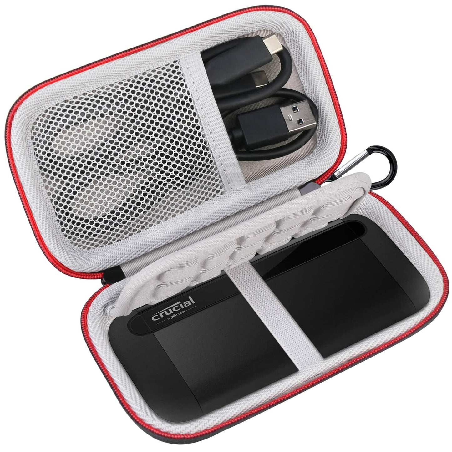 Lacdo Hard Carrying Case for Crucial X8 Portable SSD 1TB 2TB 4TB Black+Gray