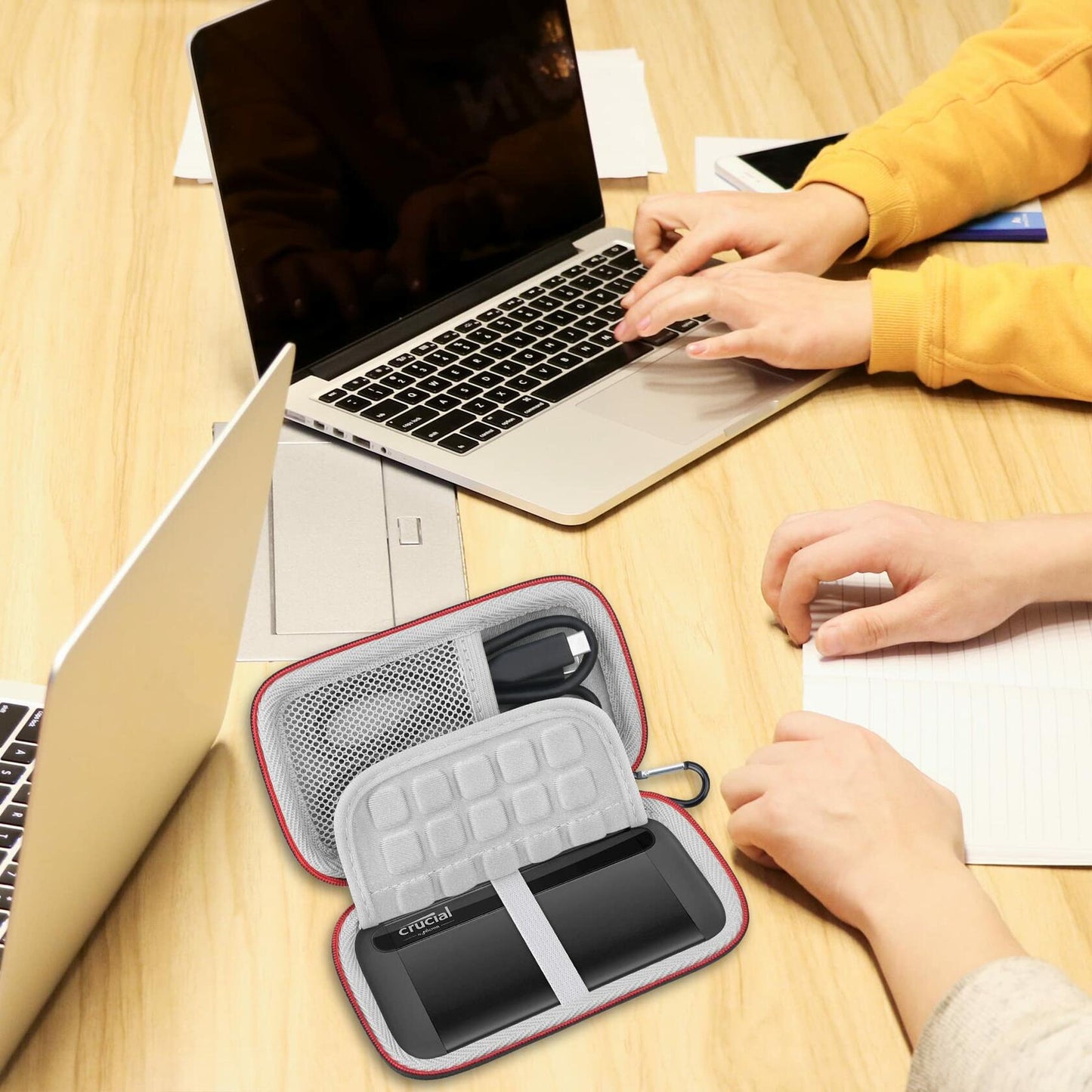 Lacdo Hard Carrying Case for Crucial X8 Portable SSD 1TB 2TB 4TB Black+Gray