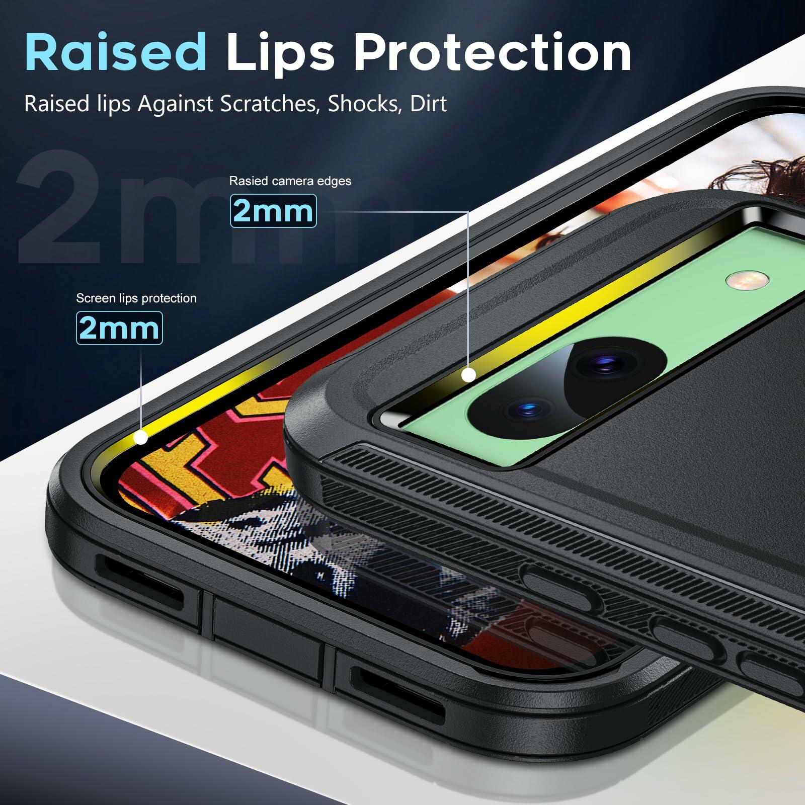 Google Pixel 8a Case Heavy Duty Military Shockproof Red + 2 Screen Protectors