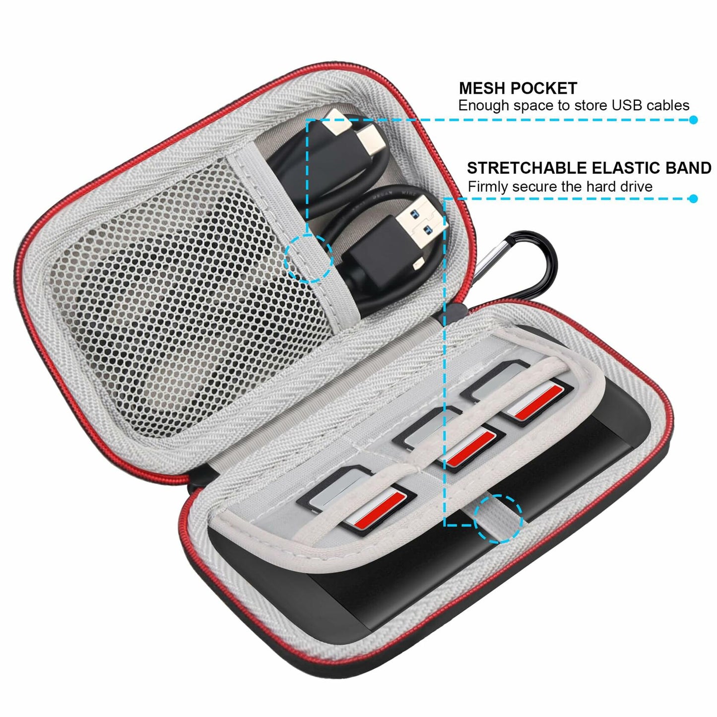 Lacdo Hard Carrying Case for Crucial X8 Portable SSD 1TB 2TB 4TB Black+Gray