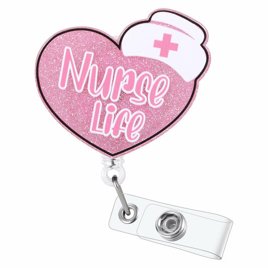 Nurse Badge Reel Retractable Clip Pink CNA RN LPN Medical Worker Accessories