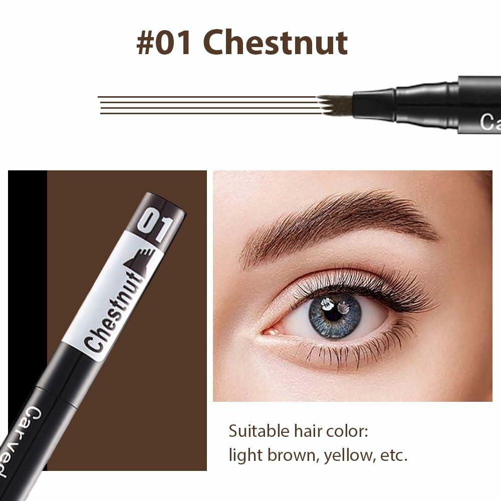 Magic Microblade Eyebrow Pen Pencil Waterproof Chestnut 2pcs 4 Tip Precise