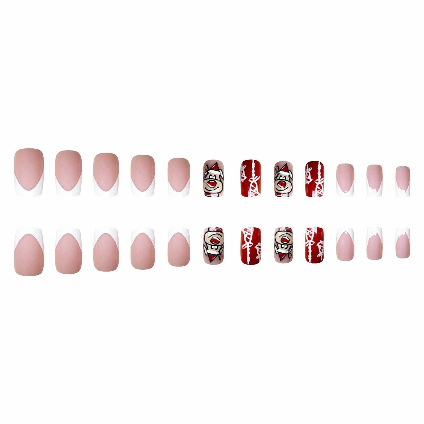 24 Pcs Christmas Press On Nails Medium Square Purple 5D Emboss Matte
