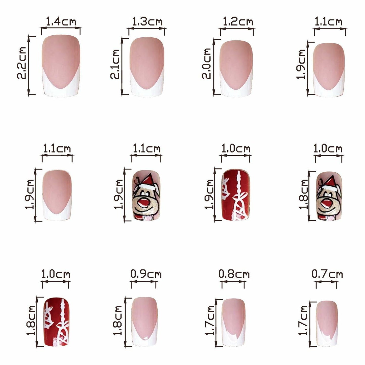 24 Pcs Christmas Press On Nails Medium Square Purple 5D Emboss Matte