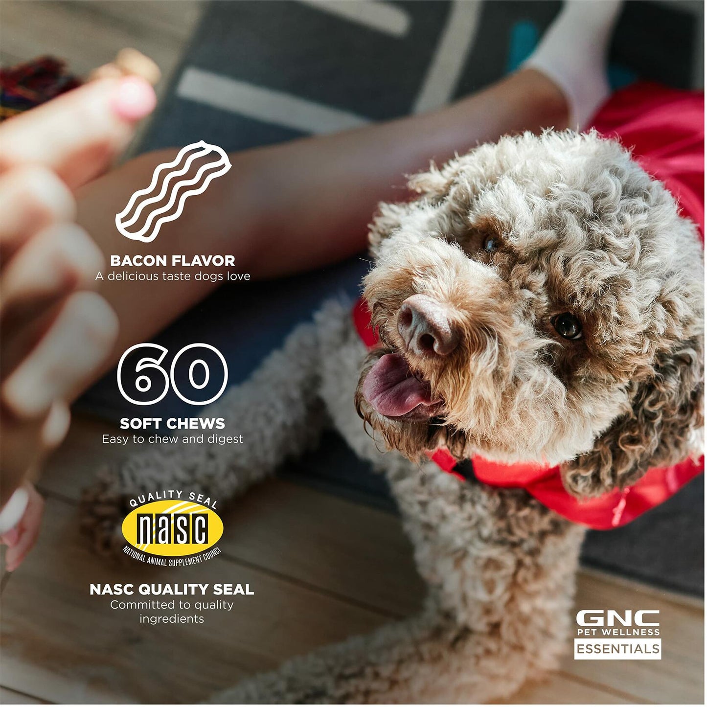 BestBy06/26 GNC Pets Digestion Probiotic Soft Chews Bacon Flavor 60Ct