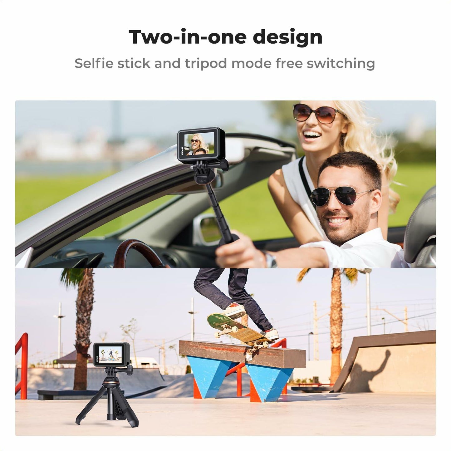 K&F Concept Selfie Stick Tripod 33.5cm Portable Vlog Grip for GoPro DJI Black