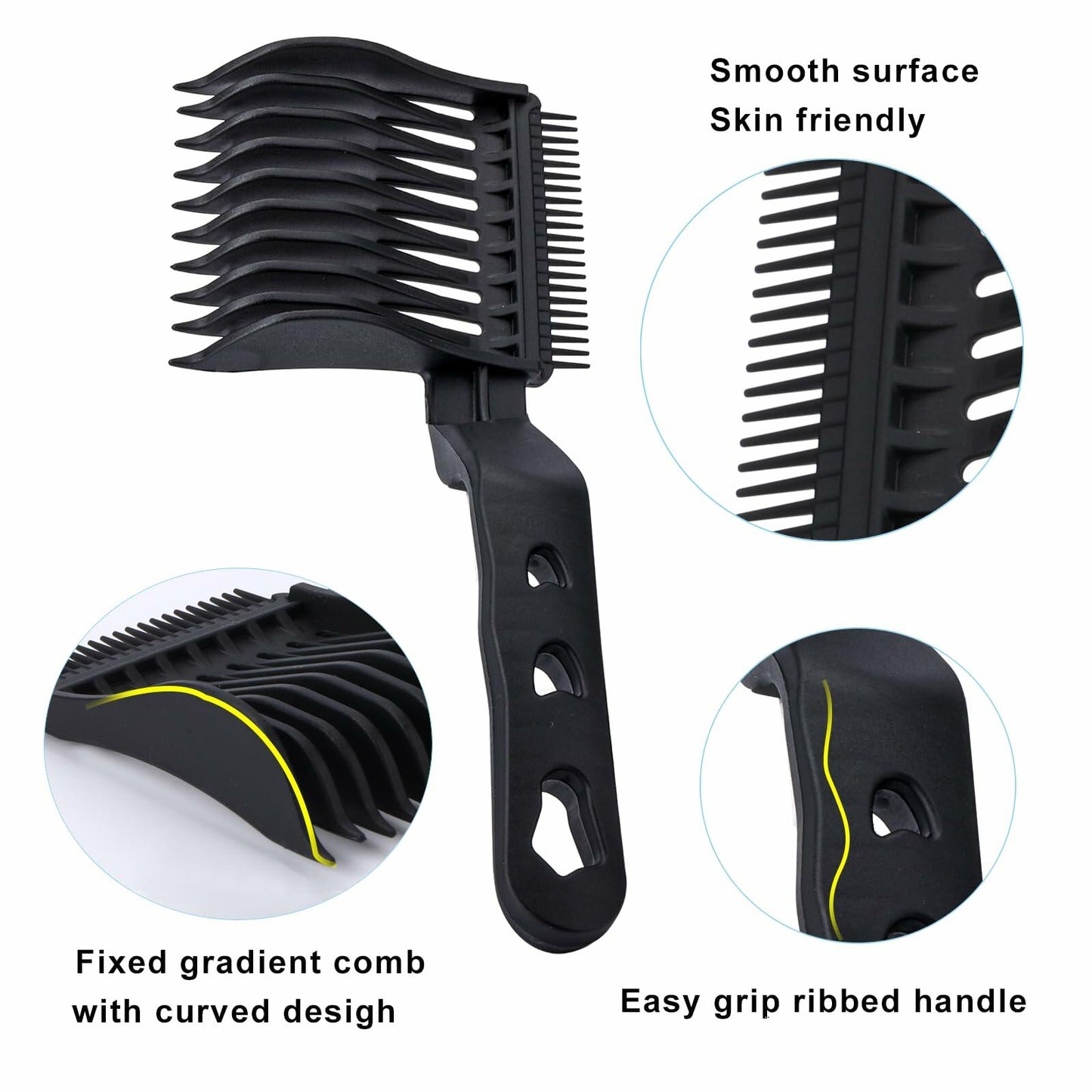 Juszok 2Pcs Fade Comb for Men Hair Cut Barber Hair Fade Tool - Black Grey