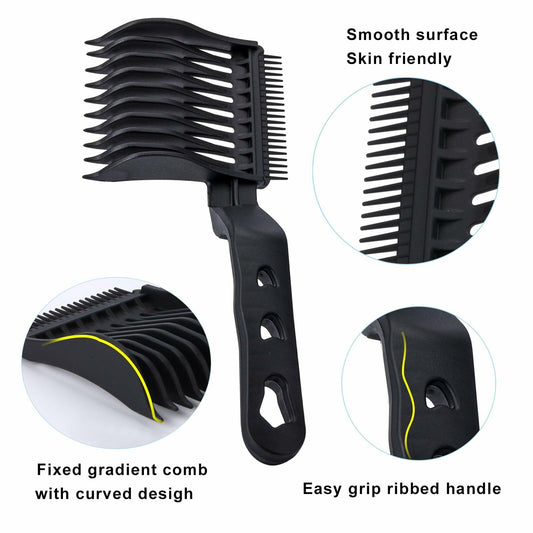 Juszok 2Pcs Fade Comb Barber Hair Cut Hair Fade Tool Black Grey