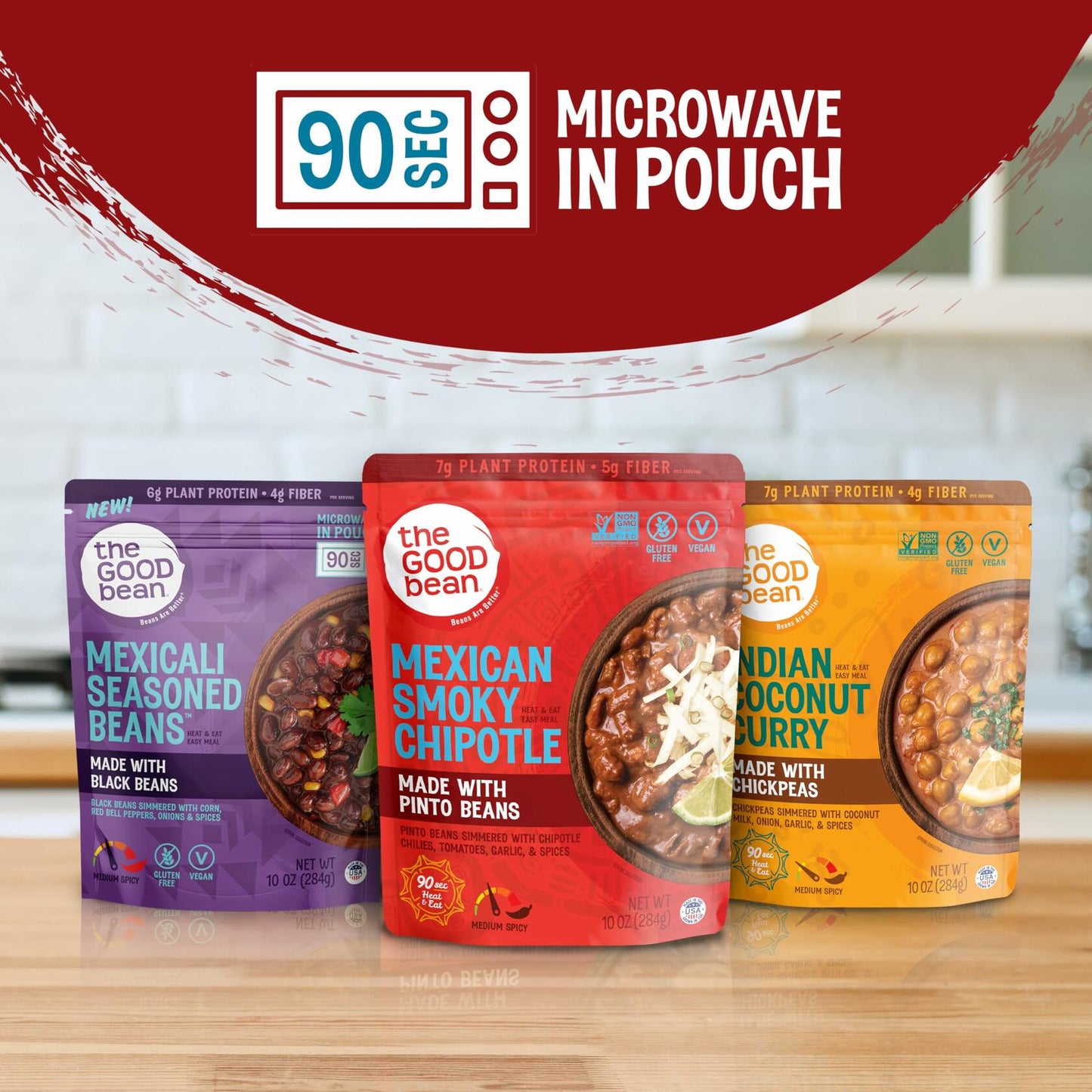 The Good Bean Heat and Eat Pouch - Mexican Smoky Chipotle - (4 Pack) 10 oz Pouch