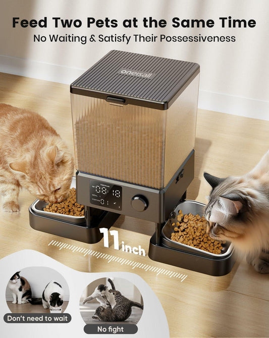 oneisall Automatic Cat Feeder for 2 Cats 5L 20 Cups Indoor Timed Dispenser