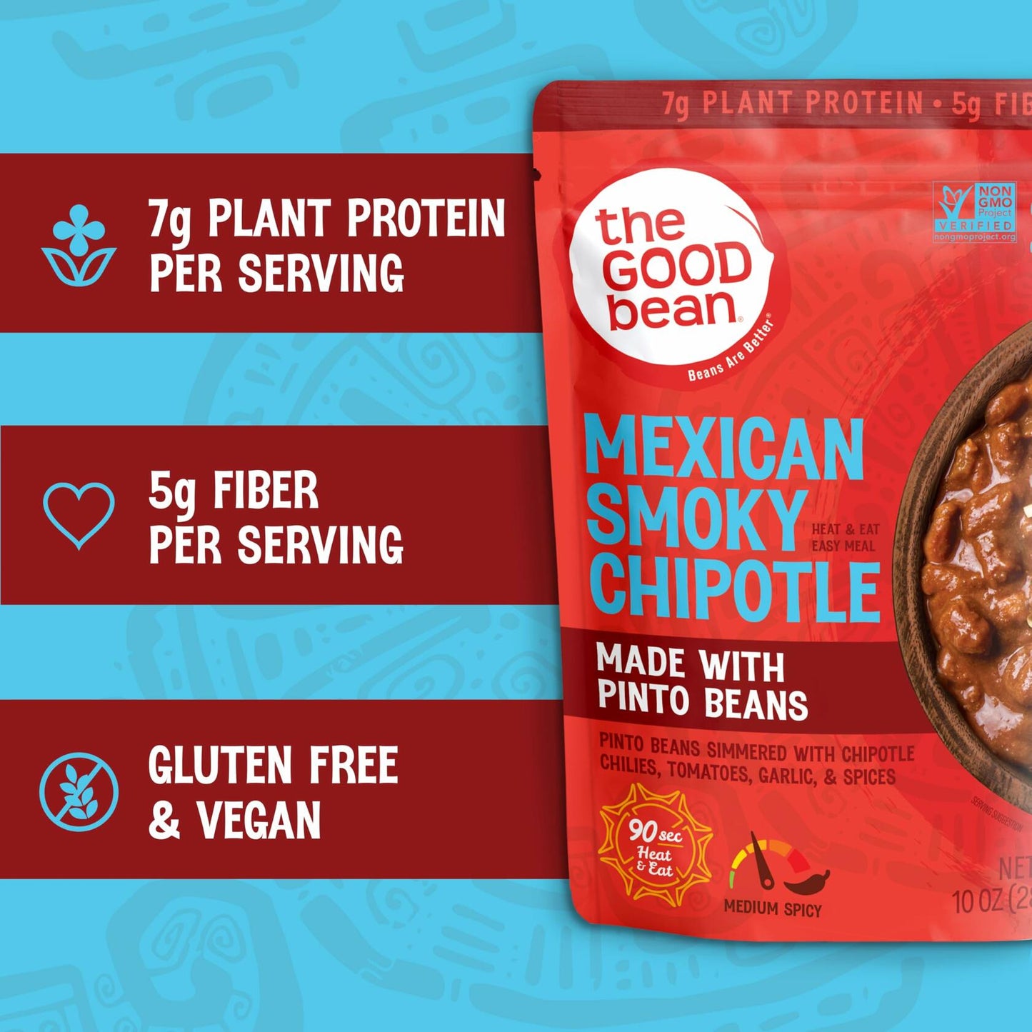 The Good Bean Heat and Eat Pouch - Mexican Smoky Chipotle - (4 Pack) 10 oz Pouch