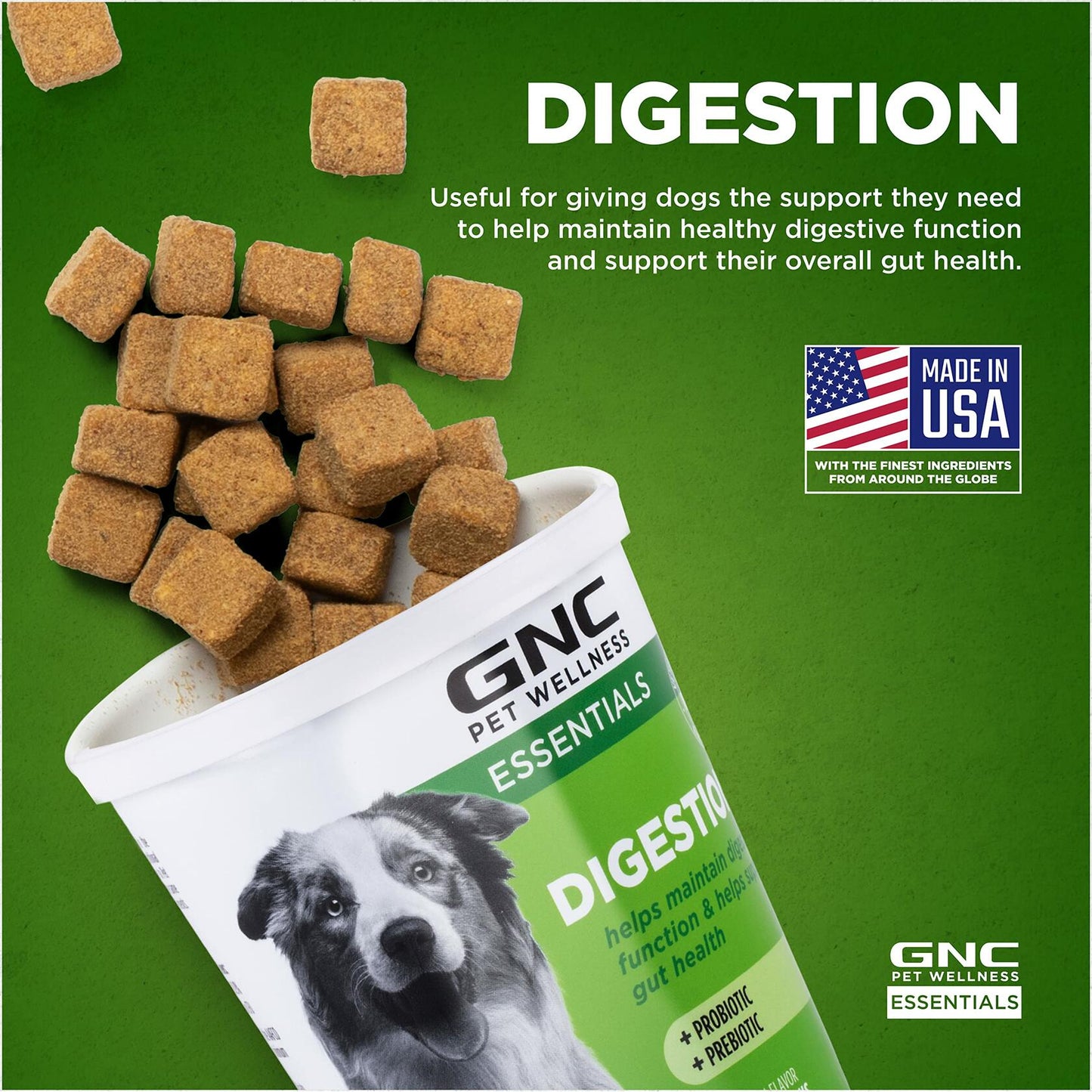 BestBy06/26 GNC Pets Digestion Probiotic Soft Chews Bacon Flavor 60Ct