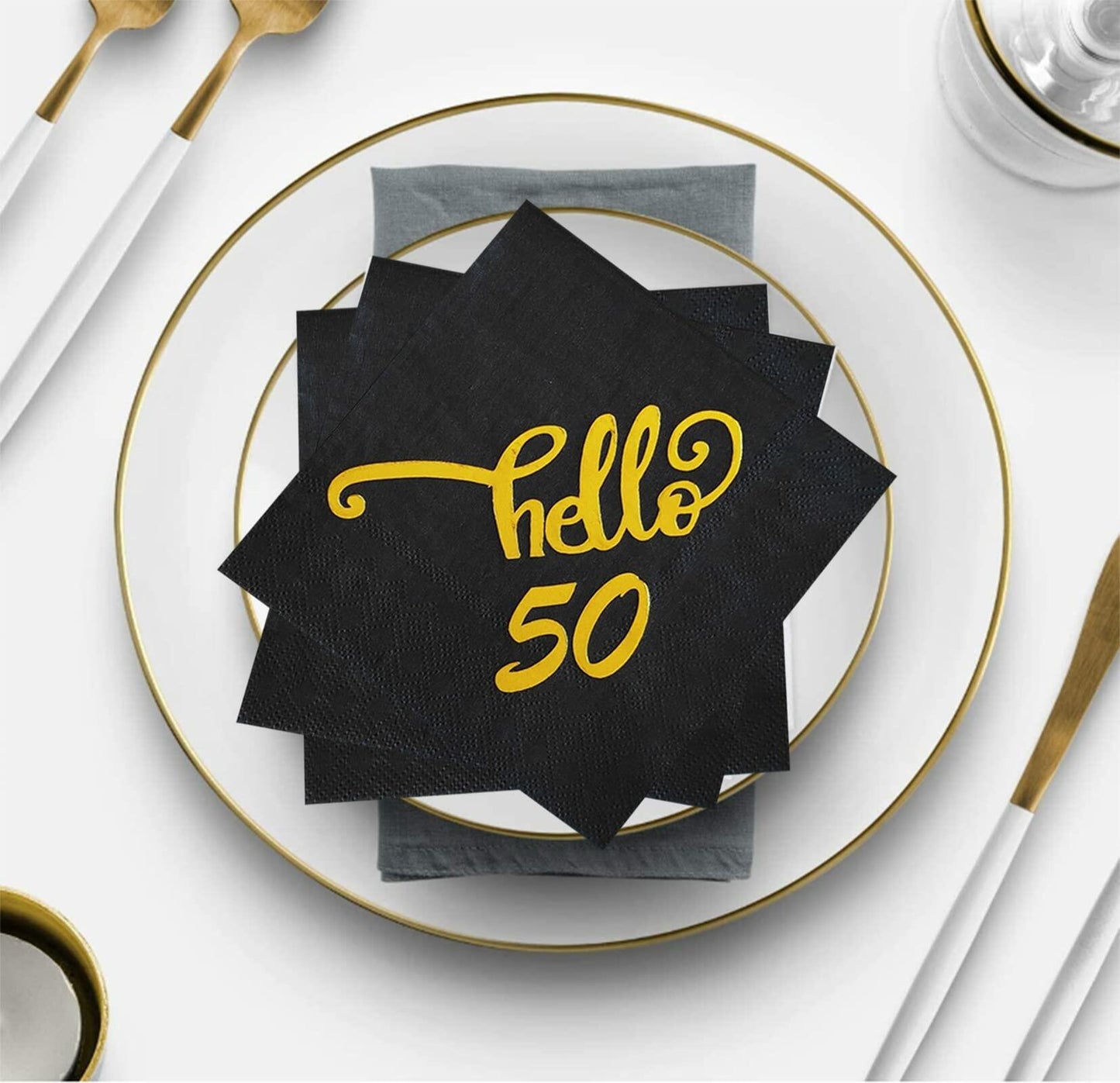 ZJTMJN 40pcs Silver Cheers to 50 Years 50th Birthday Cocktail Napkins