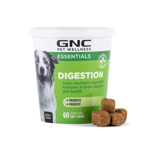 BestBy06/26 GNC Pets Digestion Probiotic Soft Chews Bacon Flavor 60Ct