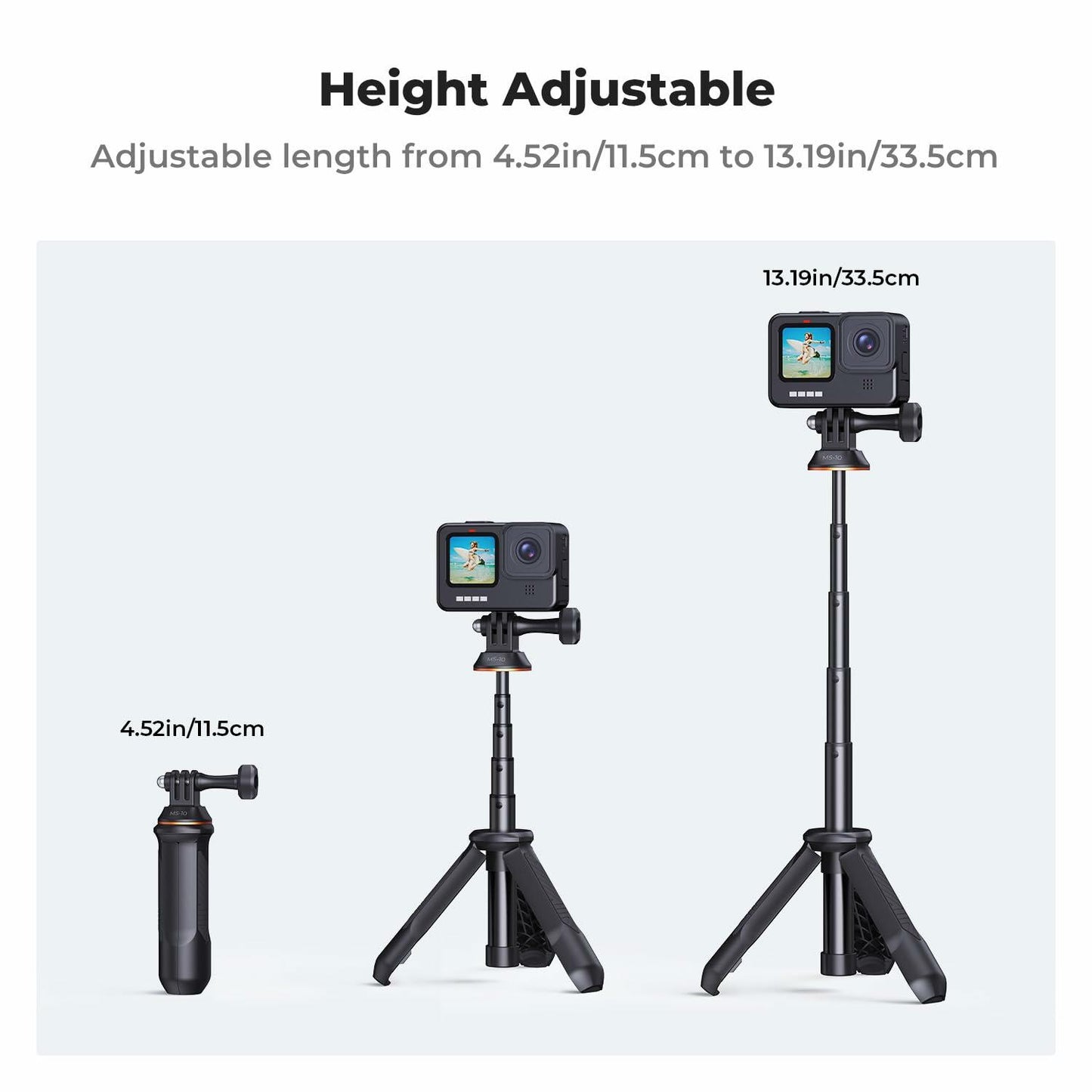 K&F Concept Selfie Stick Tripod 33.5cm Portable Vlog Grip for GoPro DJI Black