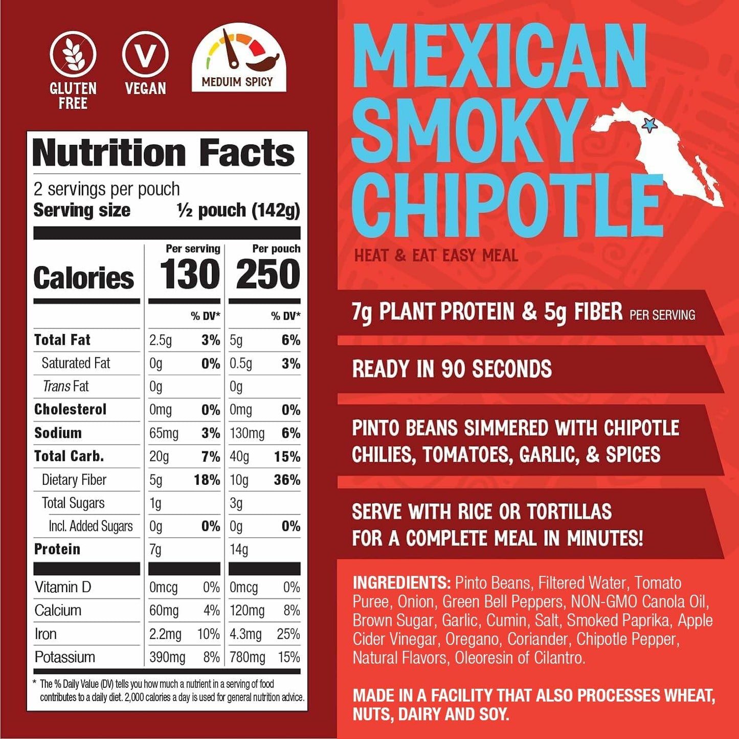 The Good Bean Heat and Eat Pouch - Mexican Smoky Chipotle - (4 Pack) 10 oz Pouch
